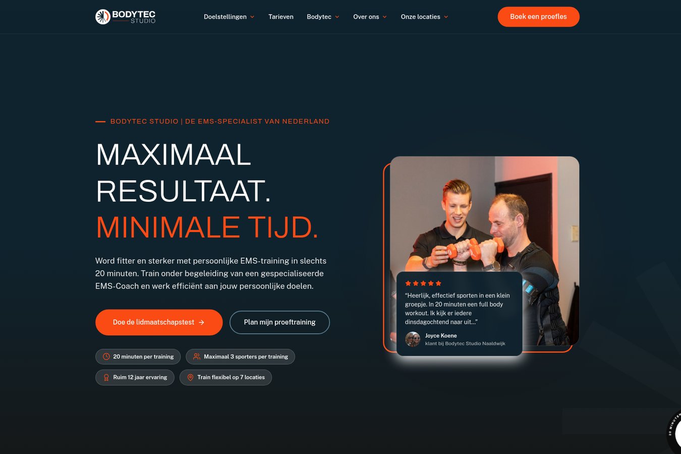 Website van Bodytec Studio