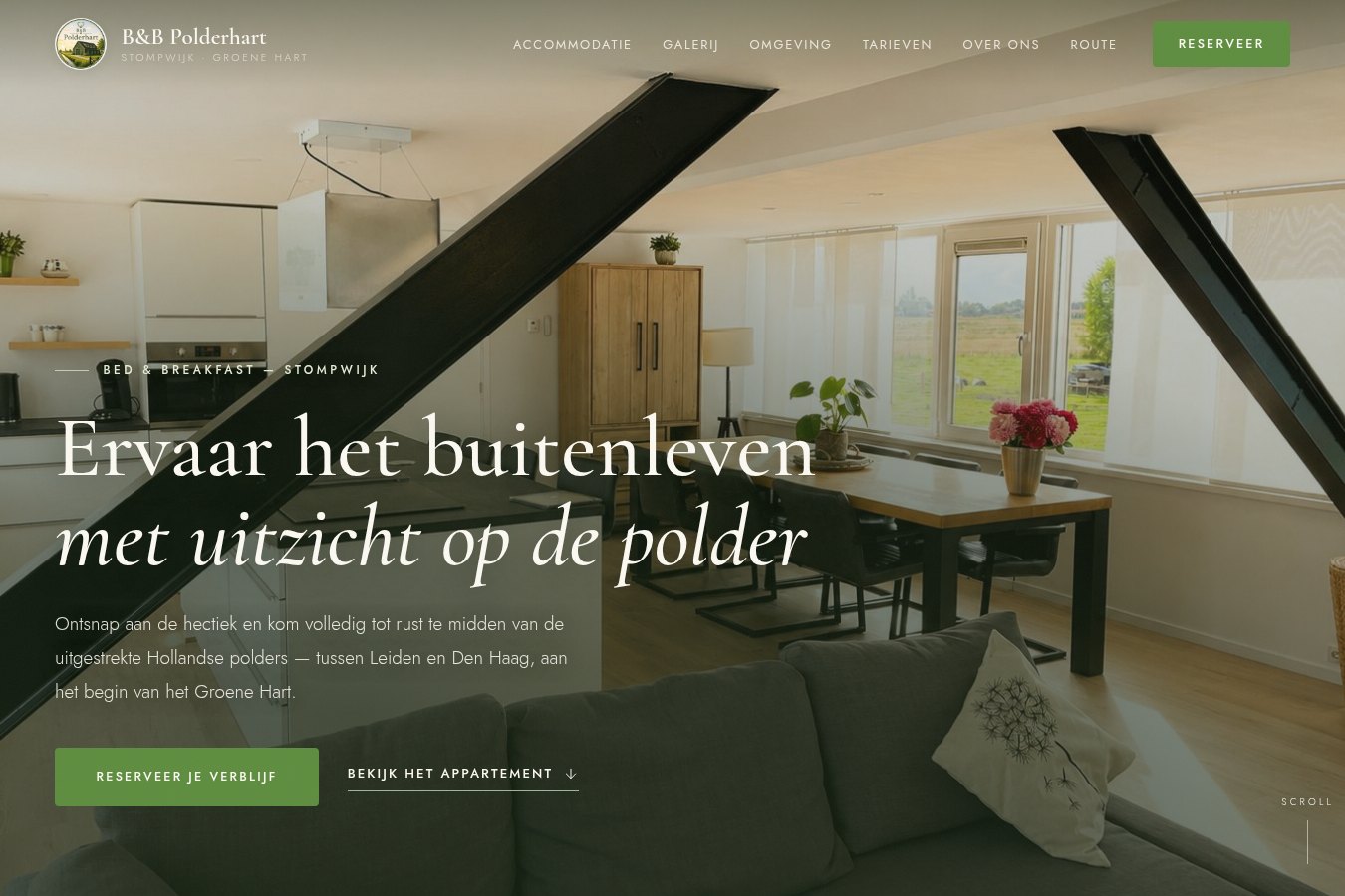 Website van B&B Polderhart